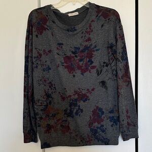 Floral Long Sleeve Top - Gray